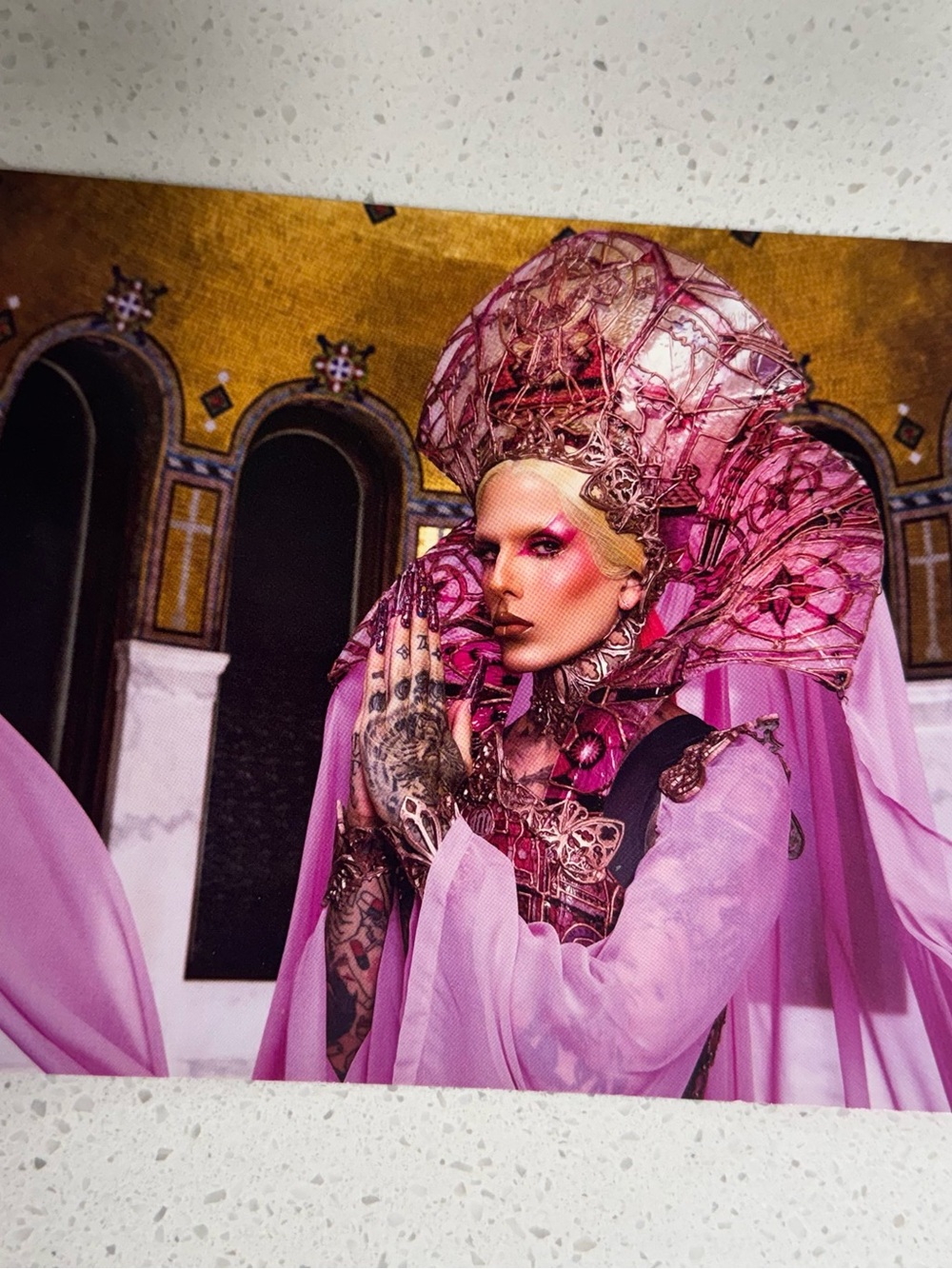 Jeffree star pink religion post card